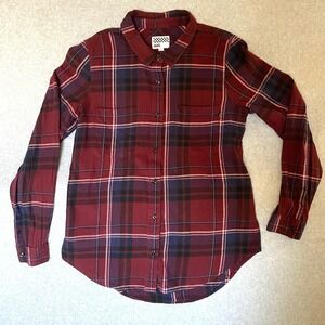 Vans‎ Off the Wall Women's Flannel Sz L Burgundy Soft Grunge Cabincore Skater